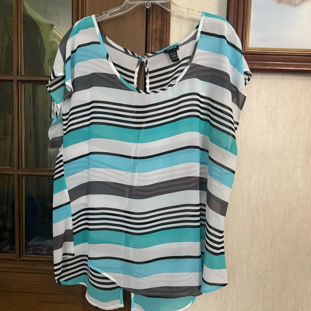 Torrid Striped Chiffon Blouse